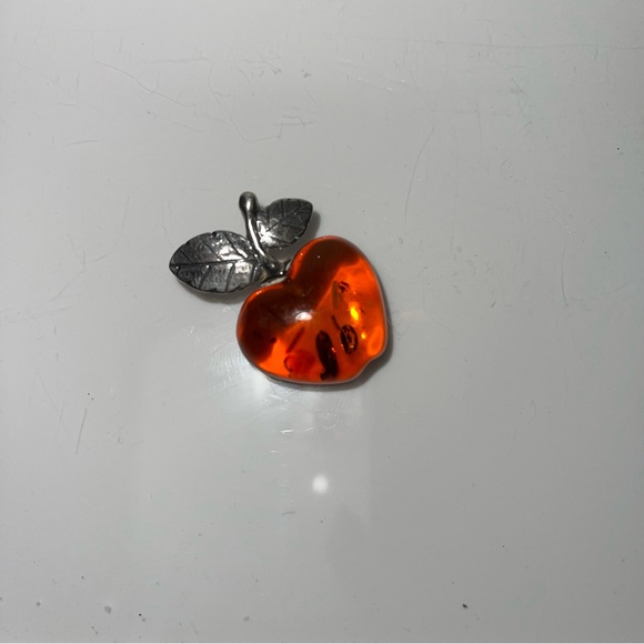 Vintage | Sterling Silver &  Real Amber Brooch Pin - Picture 5 of 5